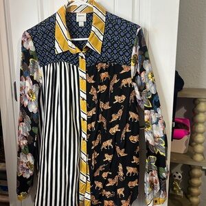 Maeve Multicolor Patterned Button Down Shirt